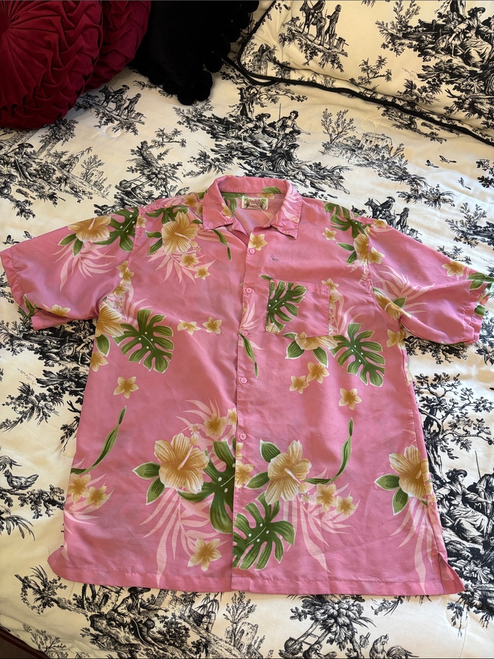 Men's Pink Tropical Floral Camp Shirt